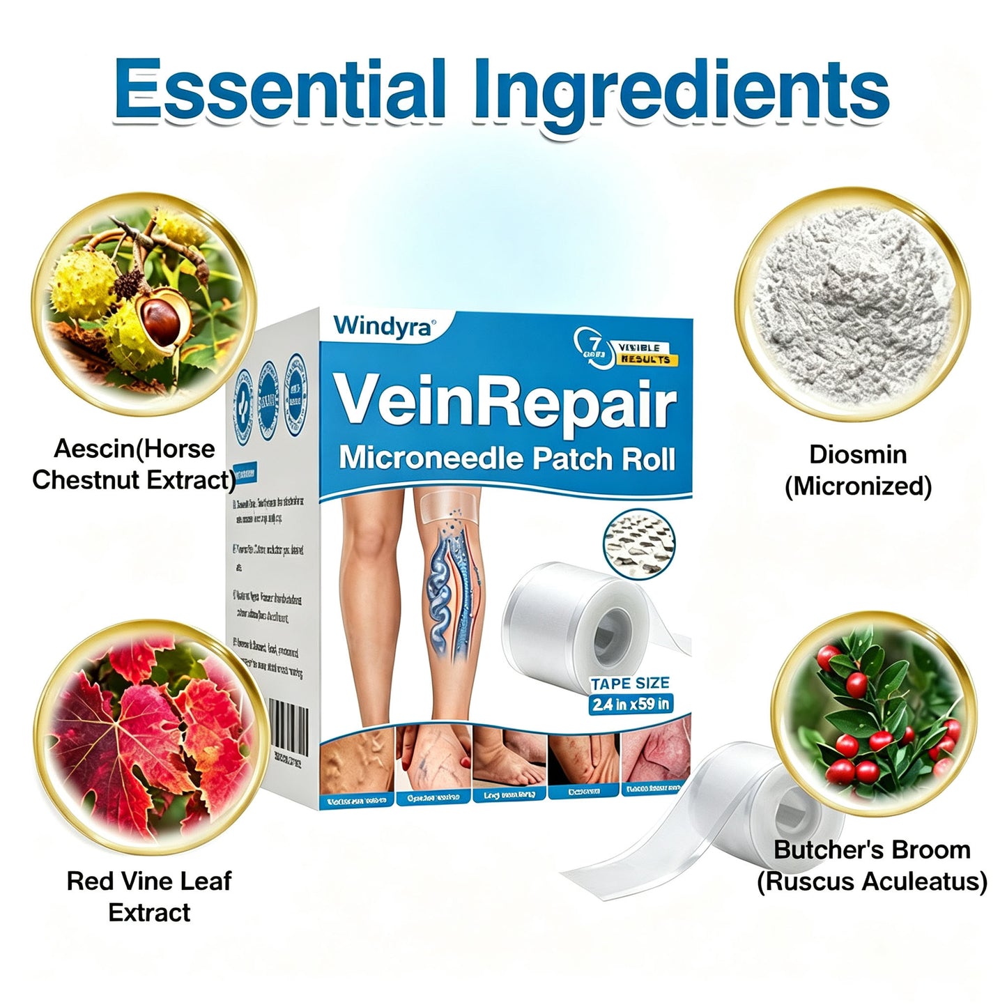 🏆✅️🏃Windyra® VeinRepair Microneedle Patch Roll⚡Instant Relief, Long-Term Results
