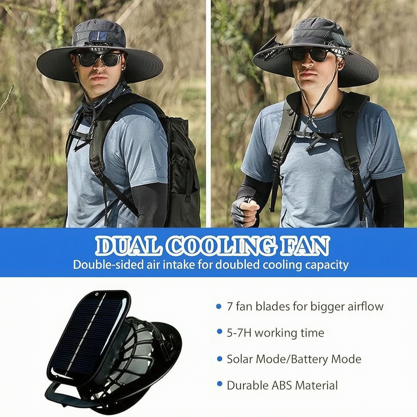 Ultra-Light Waterproof Dual-Motor Solar Fan — Lighter Than a Baseball (Only 9oz) 🔥Last Day 50% OFF