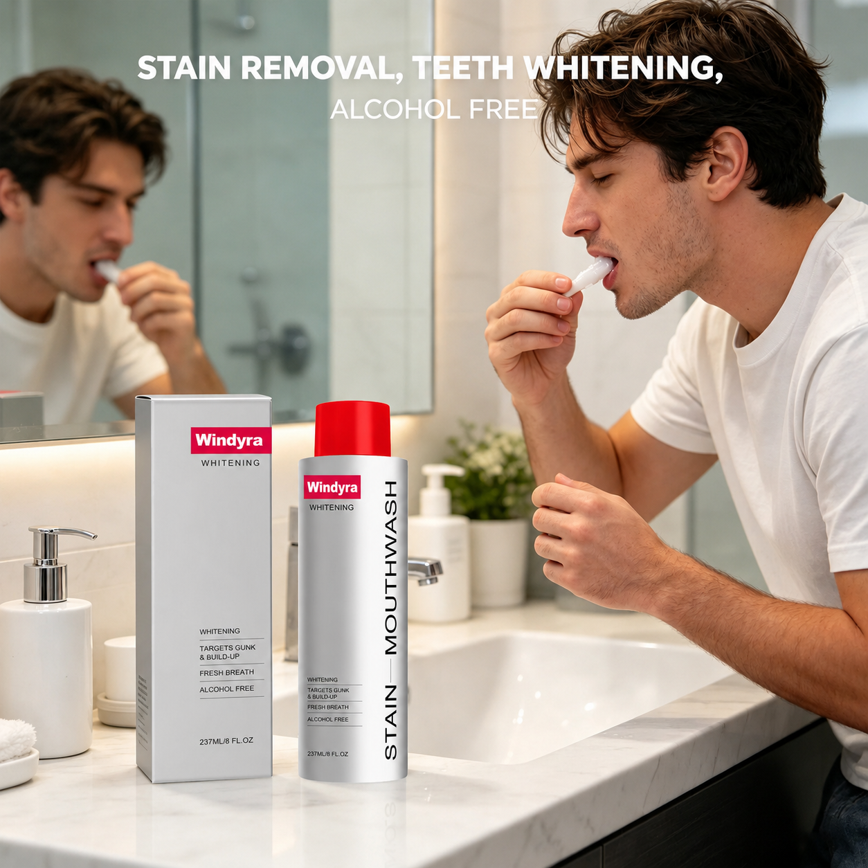 🔥LAST DAY Buy 2 Get 1 Free-Windyra Stain Whitening Mouthwash for White Teeth, Freshens Breath with Essential Oils