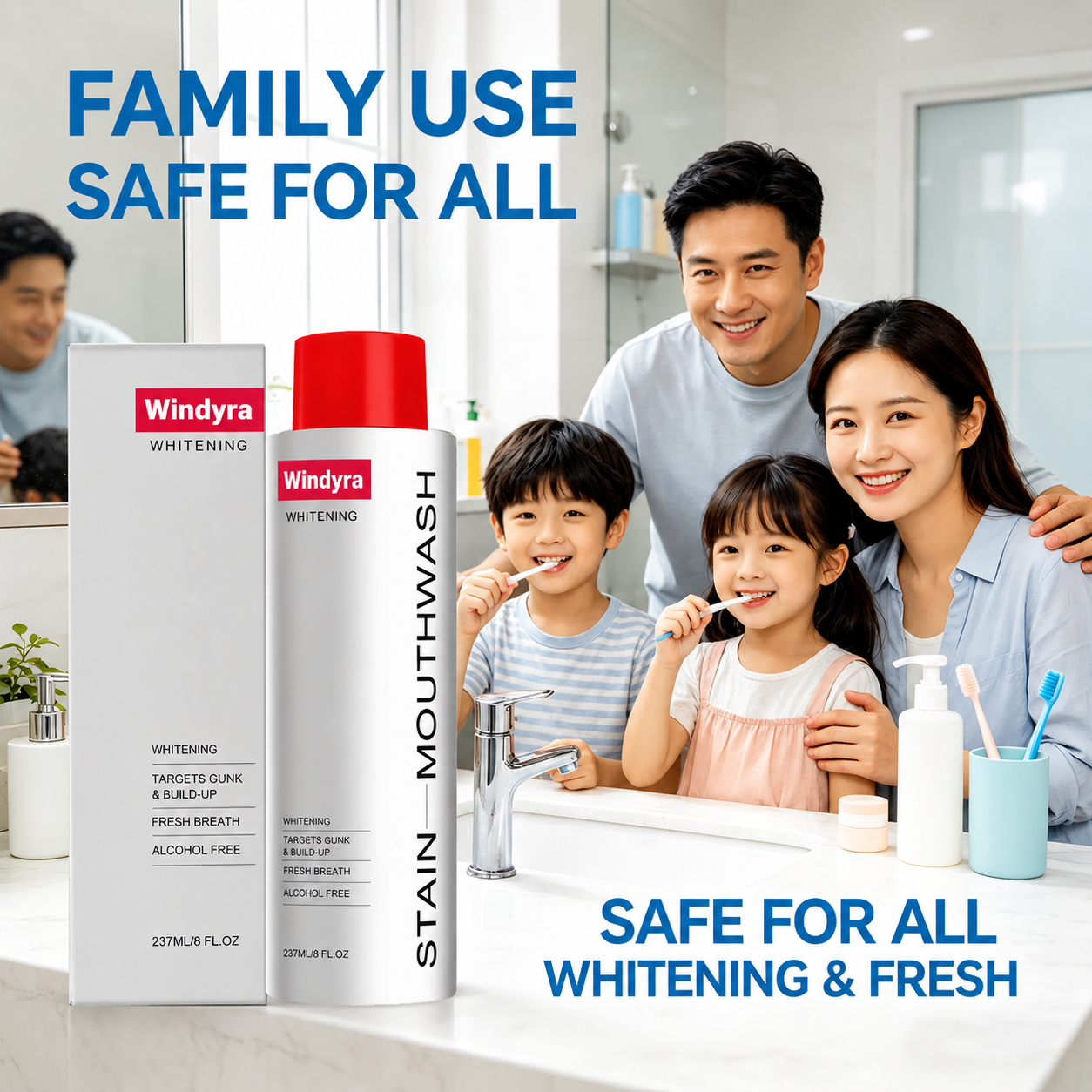 🔥LAST DAY Buy 2 Get 1 Free-Windyra Stain Whitening Mouthwash for White Teeth, Freshens Breath with Essential Oils