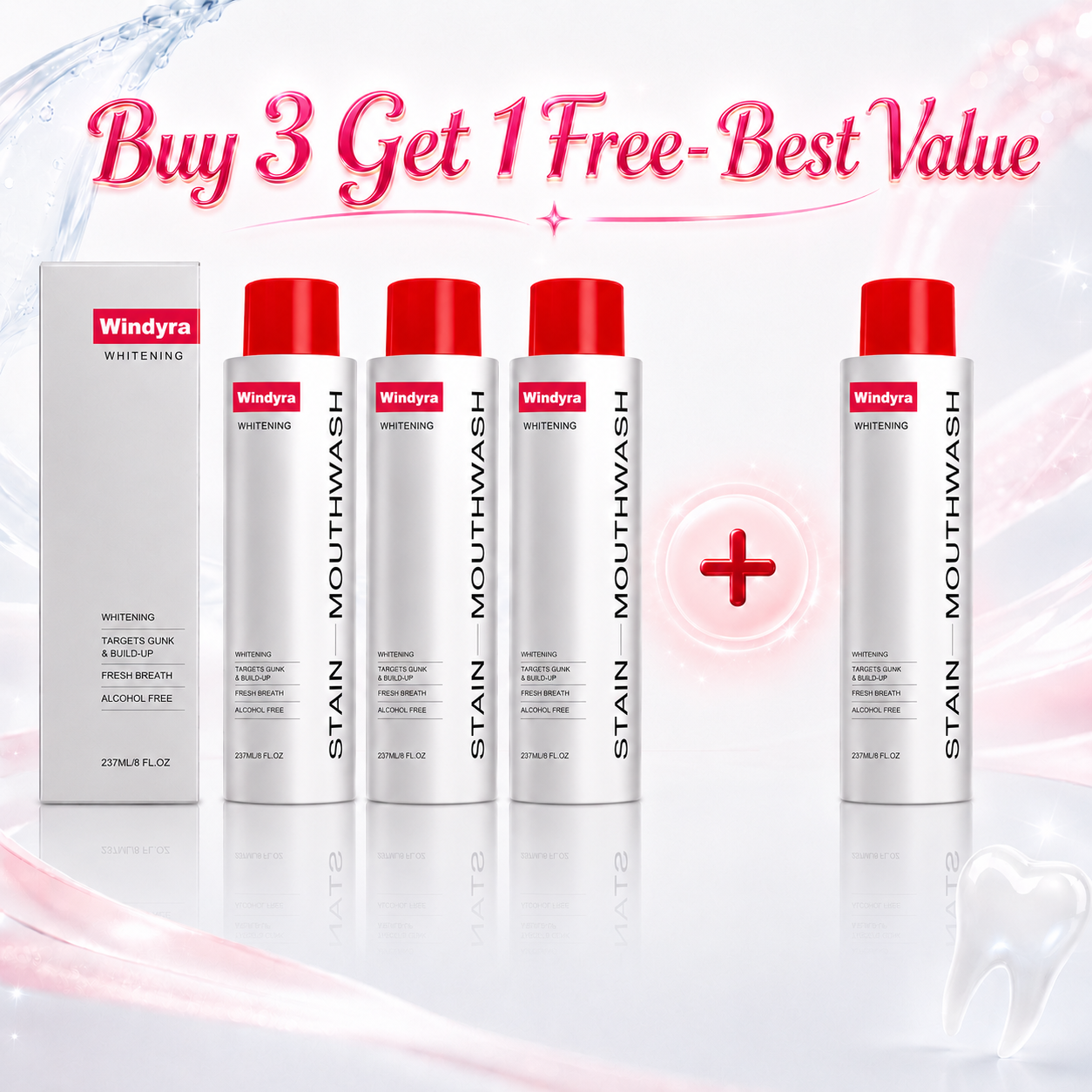 🔥LAST DAY Buy 2 Get 1 Free-Windyra Stain Whitening Mouthwash for White Teeth, Freshens Breath with Essential Oils