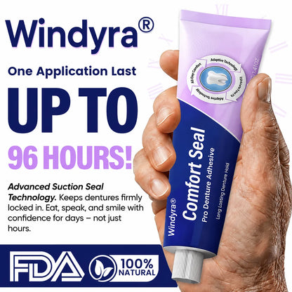 🔥 LIMITED SPECIAL OFFER 🔥 Windyra® Comfort Seal Pro Denture Adhesive🦷💜FDA Certified (Clinically Proven 96-   Hour Lock Hold for   Secure, Comfortable &   Zinc-Free Denture Fit)