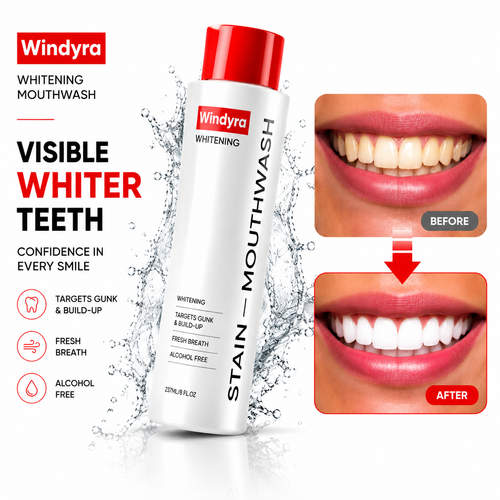 🔥LAST DAY Buy 2 Get 1 Free-Windyra Stain Whitening Mouthwash for White Teeth, Freshens Breath with Essential Oils