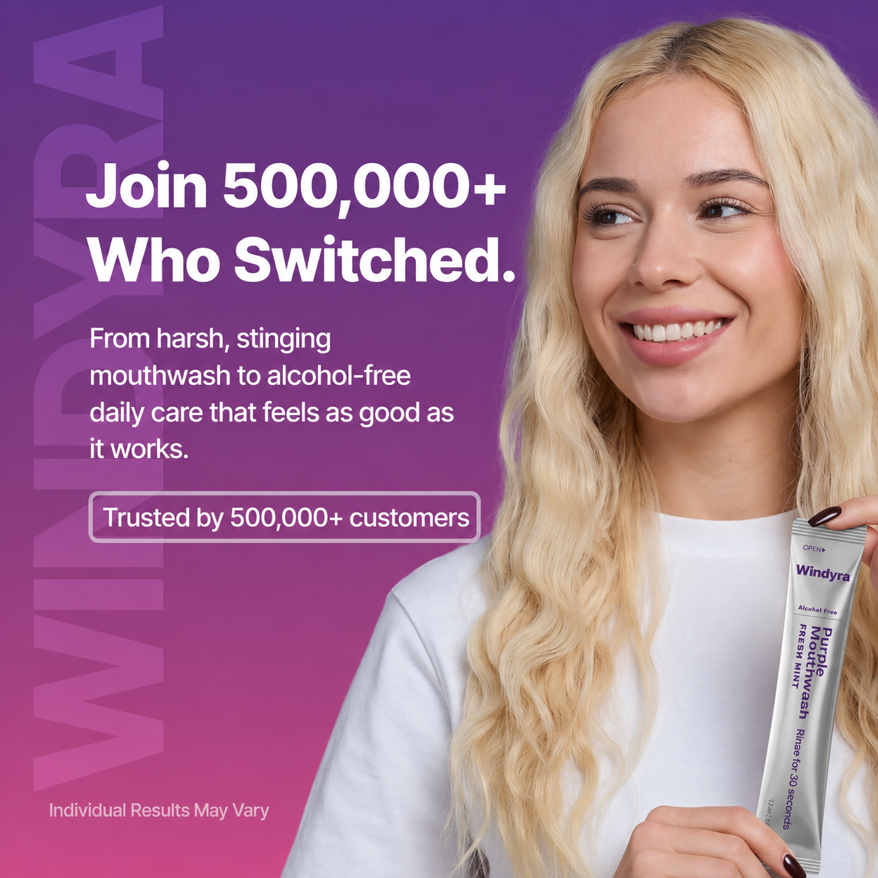 🔥Last Day 80% OFF-Windyra Purple Mouthwash, Alcohol-Free Fresh Mint Mouthwash, Portable Oral Care Sachets